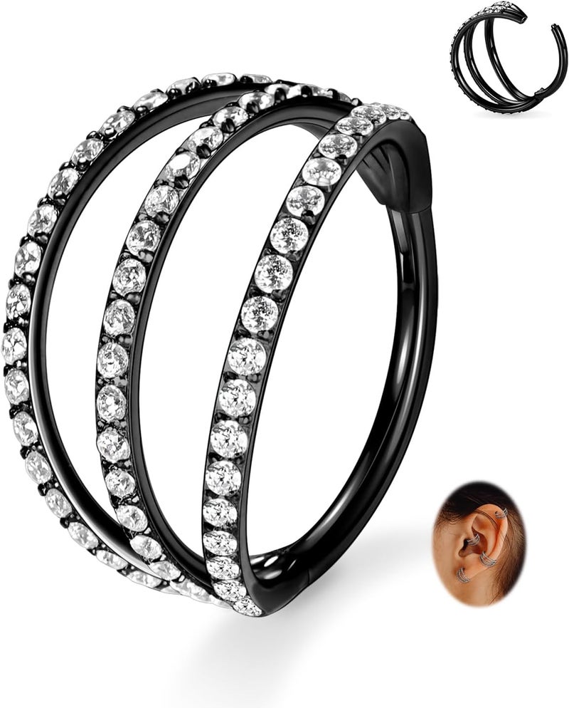 FUNLMO Store 316L Surgical Steel Nose Hoop Septum Conch Piercing Jewelry Cartilage Daith Helix Tragus Rook Lobe Earring Triple/Double Nose Lip Ring 20G 18G 16G - Image 1